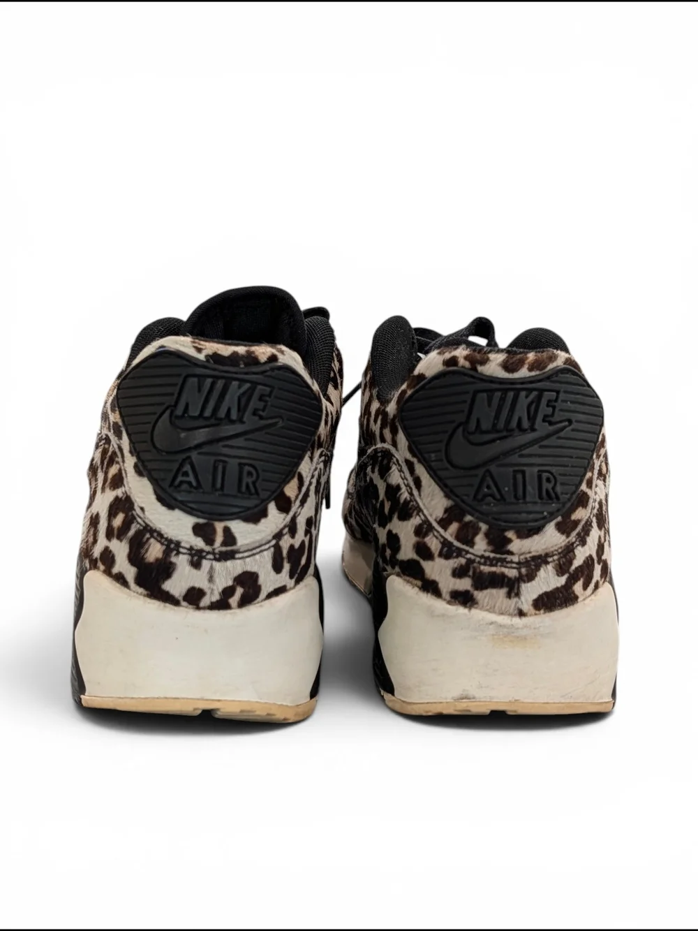 SOLD Vintage Nike Air Max Leather Cow Hide Leopard Print Athletic Sneakers - Picture 4 of 13